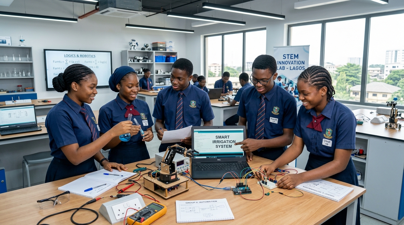 Secondary students in laboratory